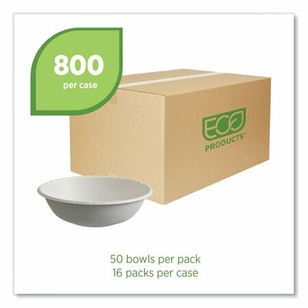 Eco-Products Vanguard Renewable and Compostable Sugarcane Bowls, 16 oz, White, PK800 EP-BL16CNFA